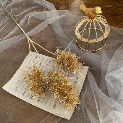 Gold Series Artificial Plants Leaf Wedding Supplies Flower Arrangement Materials Fake Floral Bouquet Christmas Home Decor Props