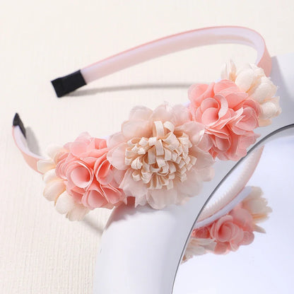 Handmade Head Flower Girls Headbands Baby Hairband Pearl Feather Wedding Princess Kids Dance Party Headwear Newborn Accessories