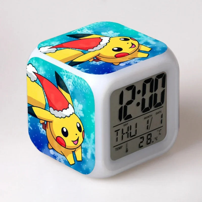 Pokemon Pikachu LED Glowing Alarms for Children Bedroom Decoration Kids Digital Glowings Alarm Clock Desk Decor Christmas Gift