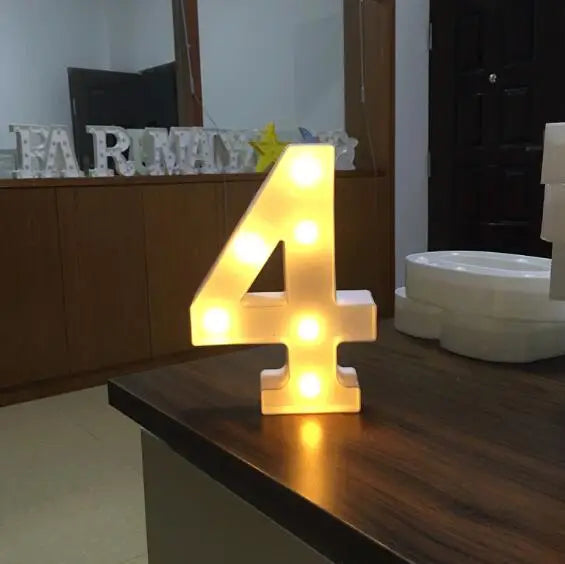 16/21CM DIY Luminous Lights LED Letter Night Light Creative Letters Alphabet Number Battery Lamp Romantic Party Decoration