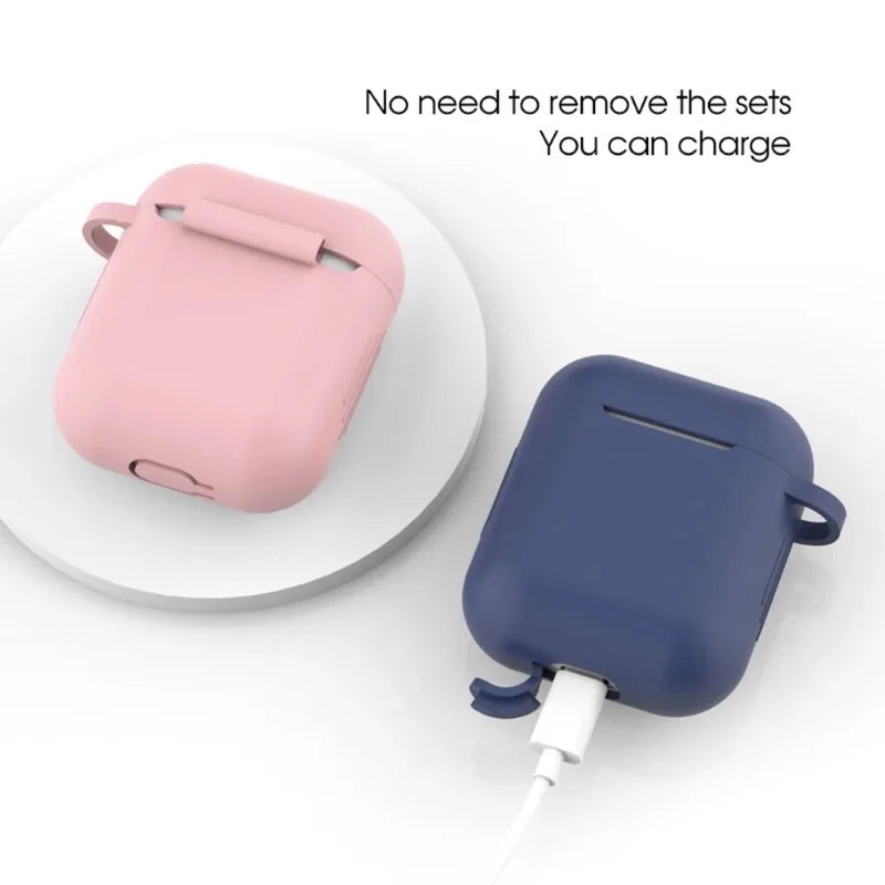 Earphone Case Headphone Protective Case For Airpods 1/2 Generation Pass Airbuds Storage Bin with Carabiner