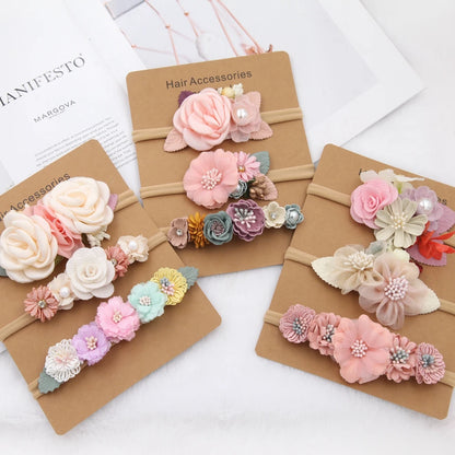 Baby Girl Headband set Cute Baby Elastic Hair Band Newborn Head Flower Toddler Headband Headwear Kids Accessories 3pcs/set