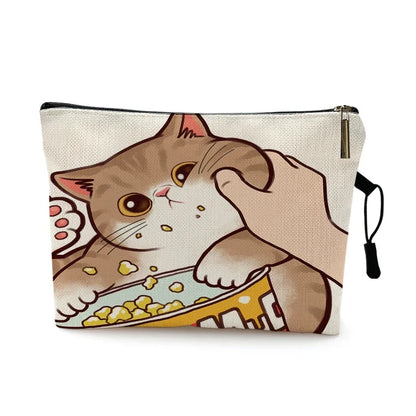 Mvensh Cute Kissing Cat Makeup Bag With Printing Pattern Cute Organizer Bag Pouchs For Travel Bags Pouch Women's Cosmetic Bag