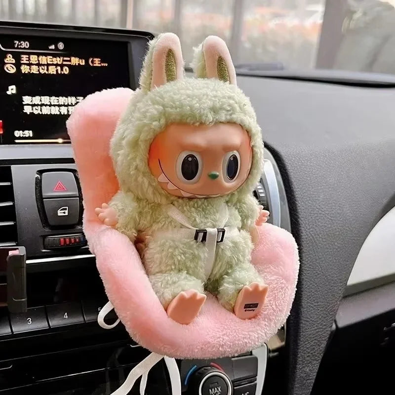 Hot Labubu Doll Car Seat Car Outlet Decorative Aromatherapy Cartoon Ornament Kawaii Model Doll Car Decoration Girl Surprise Gift