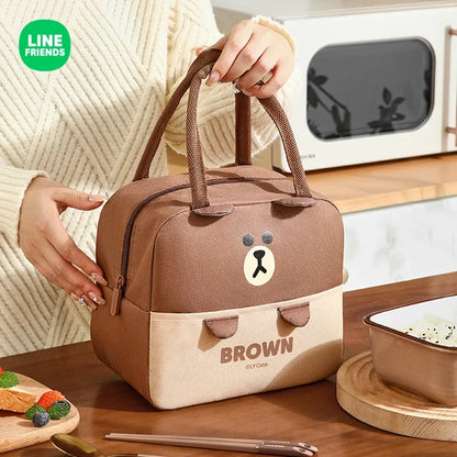 LINE FRIENDS Anime Kawaii Cartoon Portable Lunch Box Brown Cony Thick Aluminum Foil Large Capacity Insulated Lunch Box Bag Gifts