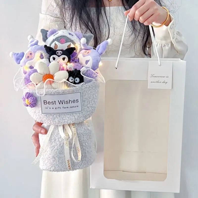 Sanrio animation peripherals Cinnamoroll Kuromi Kawaii cartoon creative doll bouquet couple children birthday holiday gift