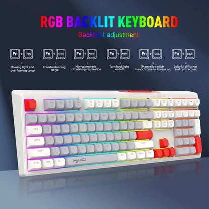 108 Keys Game Keyboard 3 Contrast Colors RGB Backlight Adjustable Gaming Keyboard for Windows Linux MAC OS Laptops Desktop