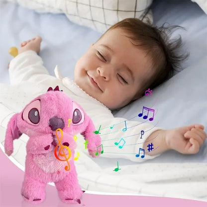 Kawaii Stitch Plush Doll Baby Sleeping Companion Sound Soothing Musical  Kawaii With Air Bag and Light Doll Breathing Toys Gifts