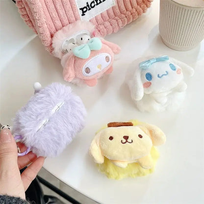 MINISO Sanrio Anime Autumn Winter Airpods Plush Earphone Case Kuromi My Melody New Ladies Cute Plush Earphone Protective Case