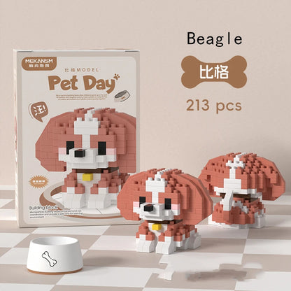 Mini Cute Pet Cat Series Cute Ragdoll Siamese Cat Brick Corgi Husky Small Micro Particle Children's Dog Building Blocks Toys