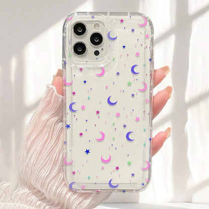 For Xiaomi Redmi Note 13 Pro 4G Case Redmi Note 10 12 11 Pro Plus 5G 9S 10S 11S 12S 12C 13C 4G Case Moon Stars Print Clear Cover