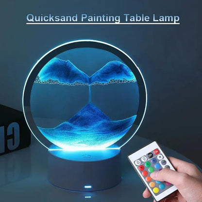 Quicksand Table Lamp with 7 Color USB LED Night Light 3D Hourglass Sandscape Moving Sand Art Bedside Lamps Home Decor Gift