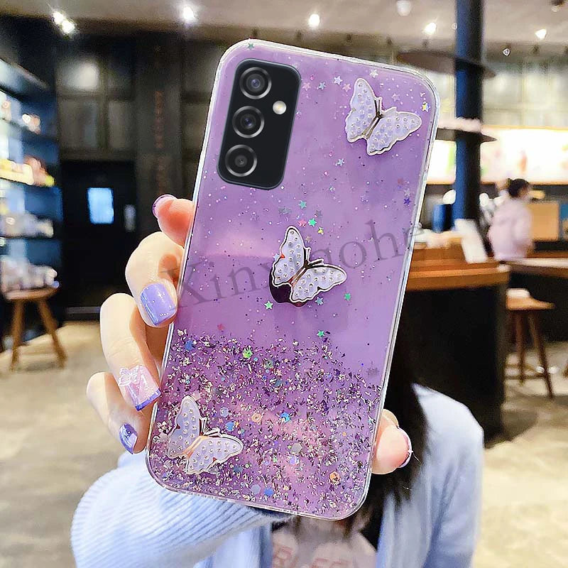 Fashion Phone Case for Samsung Galaxy A54 A34 5G A24 4G SamsungA54 Luxury Starry Sky Butterflies Transparent Soft Back Cover