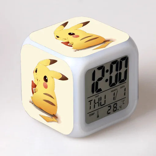 Pokemon Pikachu LED Glowing Alarms for Children Bedroom Decoration Kids Digital Glowings Alarm Clock Desk Decor Christmas Gift