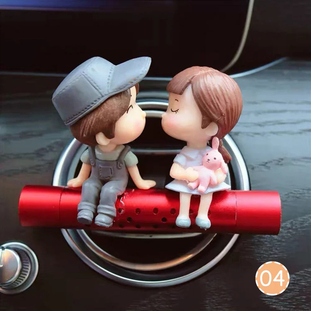 Car Air Freshener Cute Couple Doll Cartoon Lovers Car Accessories Interior Metal Aromatherapy Air Vent Clip Perfume Ornament