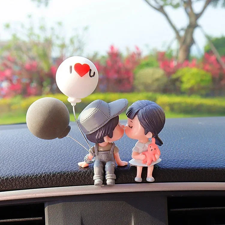 Car Decoration Cute Cartoon Couples Kiss Doll French Romantic Wedding Car Decoration Figurines Ornament Auto Interior Dashboard