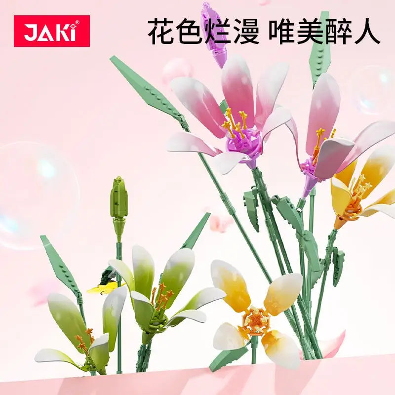 Pinlepai Jaki Flower Building Block Lily Of The Valley Blocks Bricks Brick Romantic Flowers Bouquet Model Set Children Toys