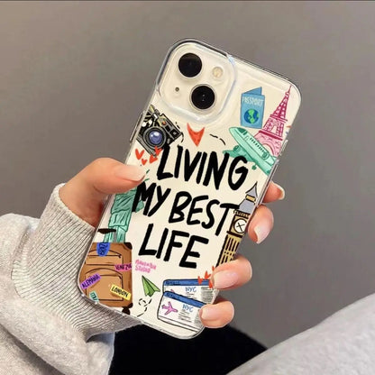 NEW Living My Best Life iPhone Case For iPhone 16 15 14 13 12 11 Pro Max XR XS MAX 7 8 Plus Y2K Girl Cute Anti Fall Back Cover