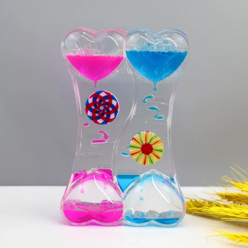 Liquid Oil Leakage Drops Peach Heart Acrylic Plastic Decoration Crafts Hourglass Student Gifts Children's Toy Festival