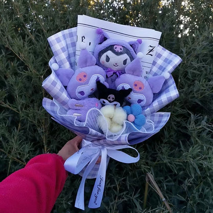 Sanrio Hello Kitty Kuromi Melody Cinnamoroll Plush Bouquet Anime Doll Toy For Valentine's Day Home Decoration Xmas Friend Gifts