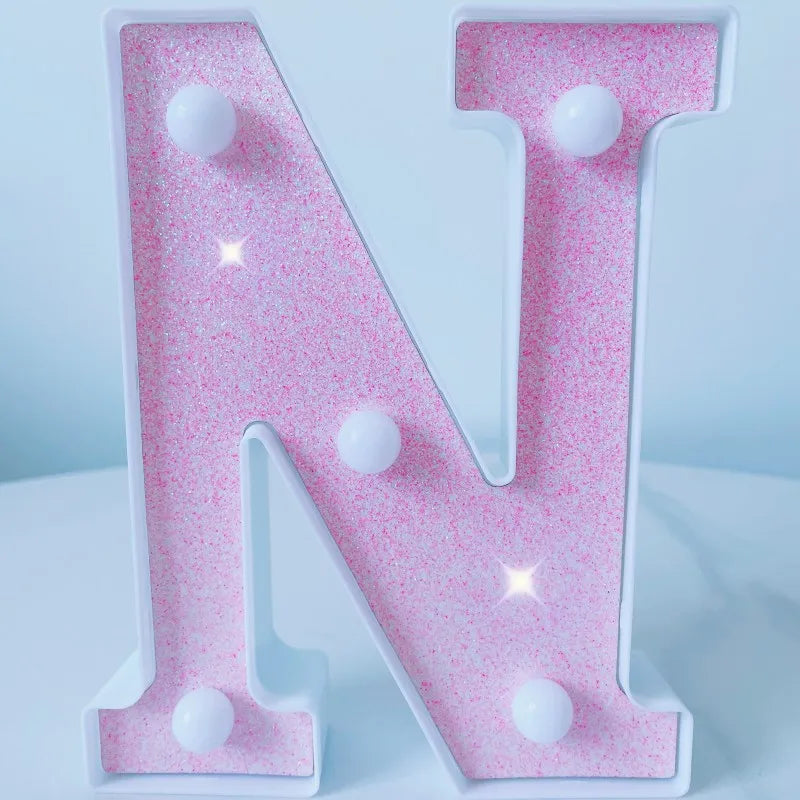 Luxury Alphabet Pink Letter LED Luminous Number Lamp  Battery Night Light for Home Birthday Wedding  Christmas Party Decoration