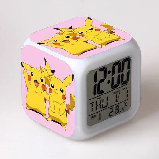 Pokemon Pikachu LED Glowing Alarms for Children Bedroom Decoration Kids Digital Glowings Alarm Clock Desk Decor Christmas Gift