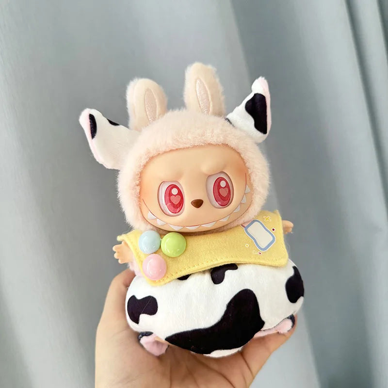 17cm Labubu I II Idol Dolls Cute Mini Plush Doll'S Clothes Korea Kpop Exo Idol Dolls DIY Accessories Pink Skirt Gifts New Style