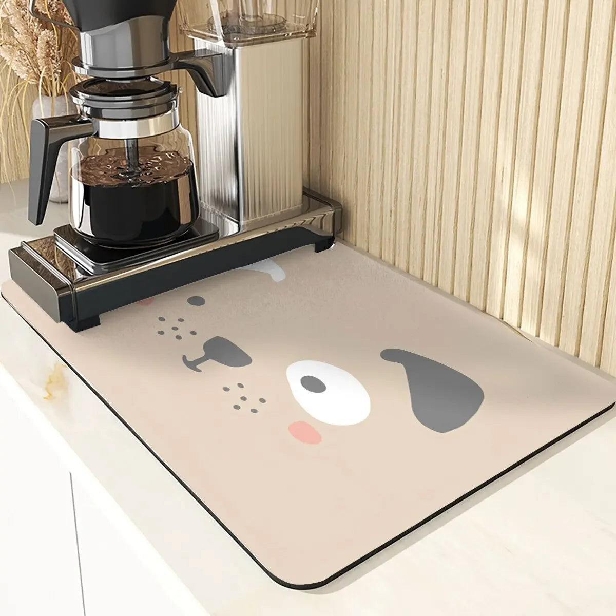 Cartoon Animal Style Coaster Absorbent Drying Mat For Kitchen Cute Face Pattern Silicone Pad Dish Drying Mat Placemats For Table