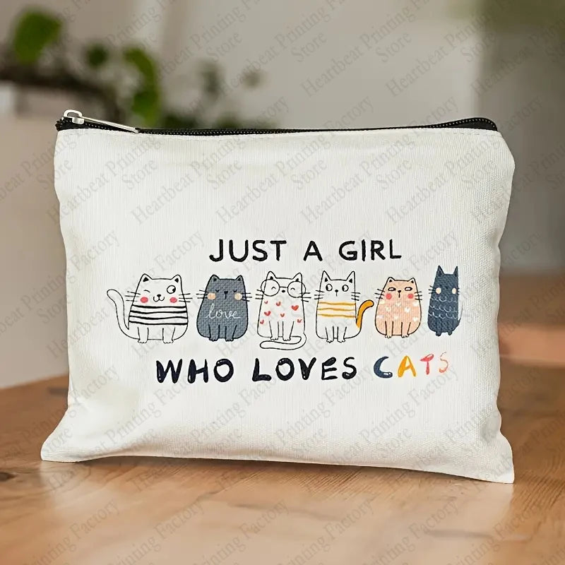 Cute Cat Makeup Bag Fun Birthday or Christmas Decoration Themed Gifts for Girls Small Cat Lover Cosmetic Bag for Friends Bestie