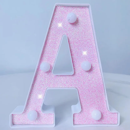 Luxury Alphabet Pink Letter LED Luminous Number Lamp  Battery Night Light for Home Birthday Wedding  Christmas Party Decoration