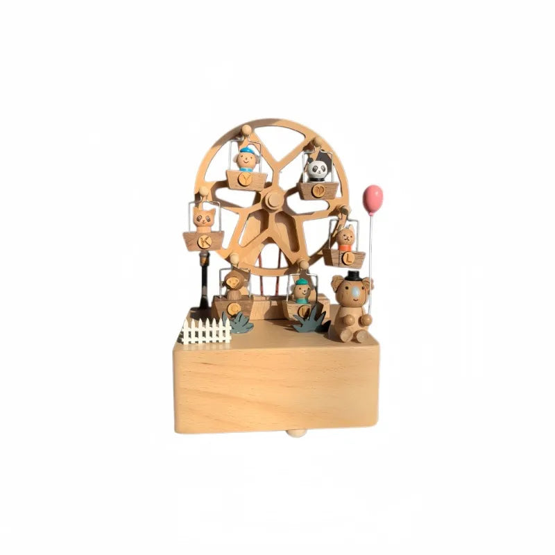 Eight Music Box Happiness Ferris Wheel Wooden Music Boxes Rotating Clockwork Kid Toy Gift Carousel Birthday Gift