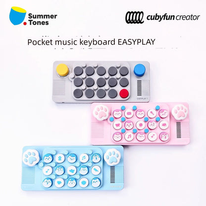 Pocket Music Keyboard Meow Cat Cat Paw Pink Blue Electronic Keyboard MIDI Piano Light Meet Christmas Gift