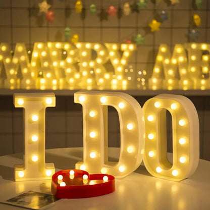 16/21CM DIY Luminous Lights LED Letter Night Light Creative Letters Alphabet Number Battery Lamp Romantic Party Decoration