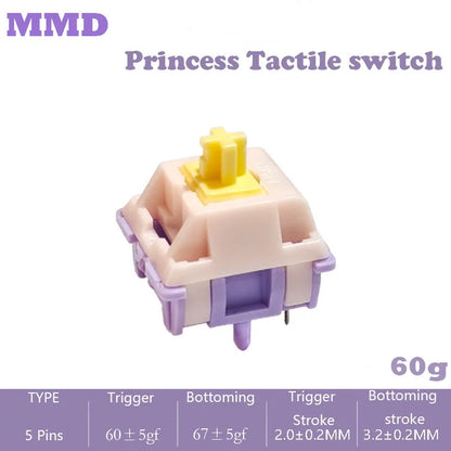 MMD Princess V2 V3 Switches Keyboard Switch Banana Splits Linear Tactile Mechanical Keyboard Custom GMK67 Holy Panda Switches