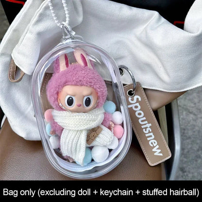 Protective Acrylic Case Shell Transparent Organizer Box for Labubu V1 V2 Upgraded Thickened Doll Bag Keychain Bags for POPMART