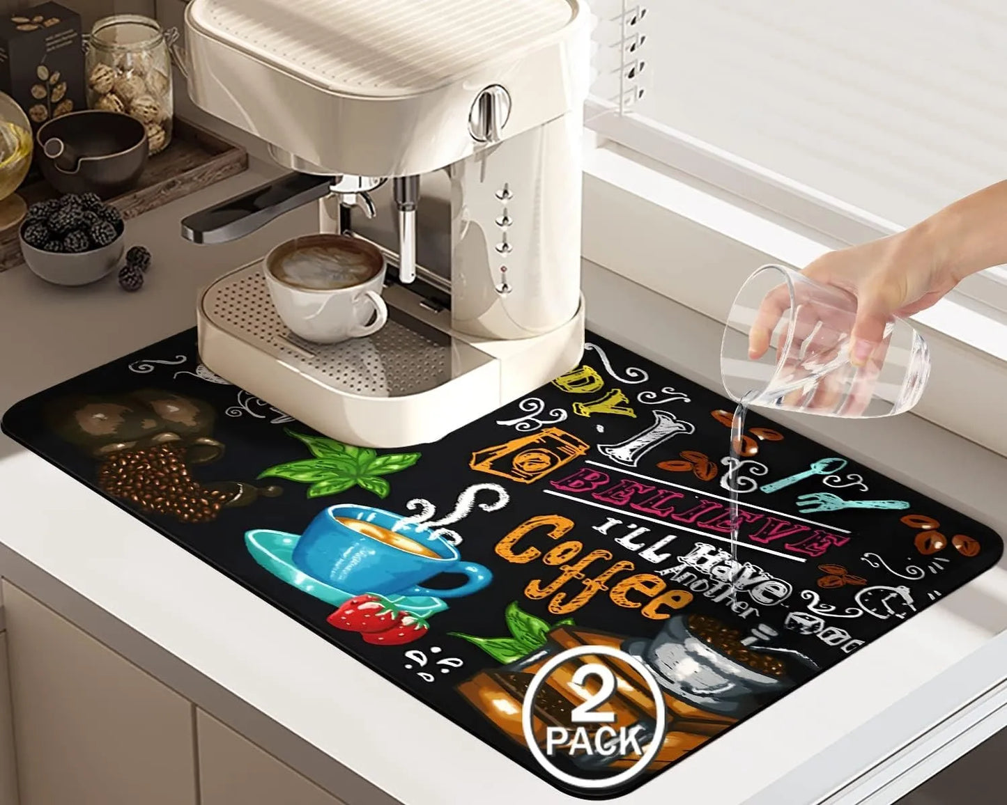 Cross-Border Creative Pattern Kitchen Countertop Hydrophilic Pad Amazon Diatom Ooze Wind Mat Bowl Dish Drying Mat Slip-Resistant