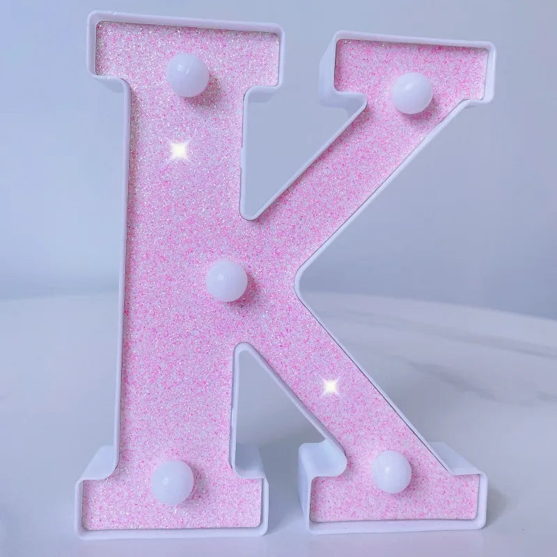 Luxury Alphabet Pink Letter LED Luminous Number Lamp  Battery Night Light for Home Birthday Wedding  Christmas Party Decoration