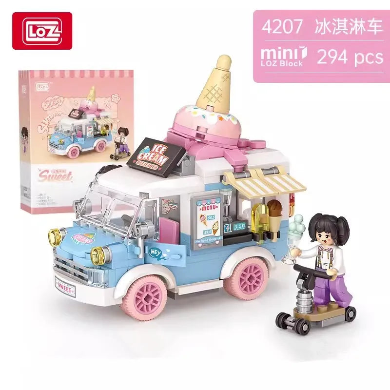 LOZ Mini Blocks City Series Street view 294pcs+ FOOD truck fruit/icecream shop learning Assemble Toys  toys for children 4207