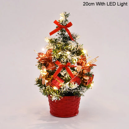 20/30cm Artificial Christmas Tree with LED Light Balls 2024 Christmas Decoration for Home 2025 New Year Gift Xmas Table Ornament