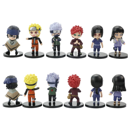 12 Pcs/Lot Kawaii Mini NARUTO Figure Sasuke Kakashi Itachi Gaara Jiraiya Q Verison Figurine 7-8cm Wholesale PVC Model Toys