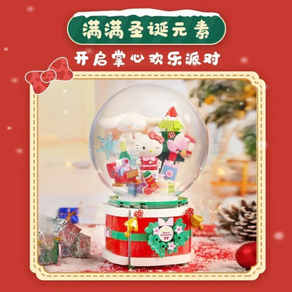 Keeppley Sanrio Building Block Cinnamoroll Hello Kitty Wish Christmas Music Box Assembly Model Ornament Christmas Gift