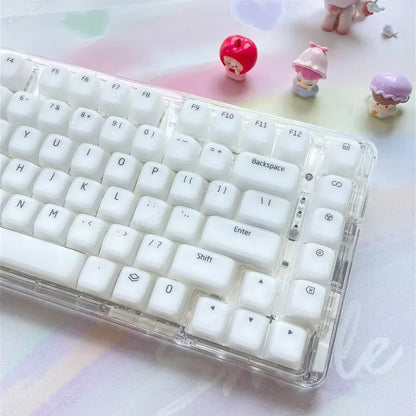 Jelly Pudding Soft Silicone Cherry Keycap Set ABS 113 Keys Matte Transparent Girl Simple for 60/84/98/108 Mechanical Keyboards