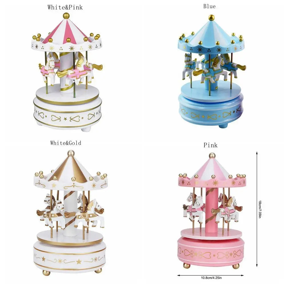 Creative Fantasy Christmas Holiday Decor Carousel Music Box Easy Use Carousel Ferris Wheel Ornaments