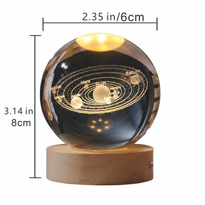 3D Solar system laser carving Crystal ball Color night light, Birthday gift for girlfriend, Classmates and children