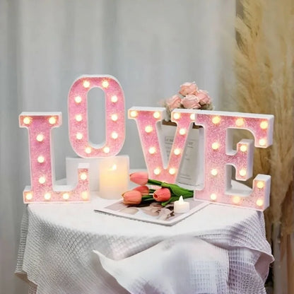 Pink Romantic Luxury LED Light 6.3-inch Pink Decorative Alphabet Number Light Battery Powered Christmas Decorative Light Wedding