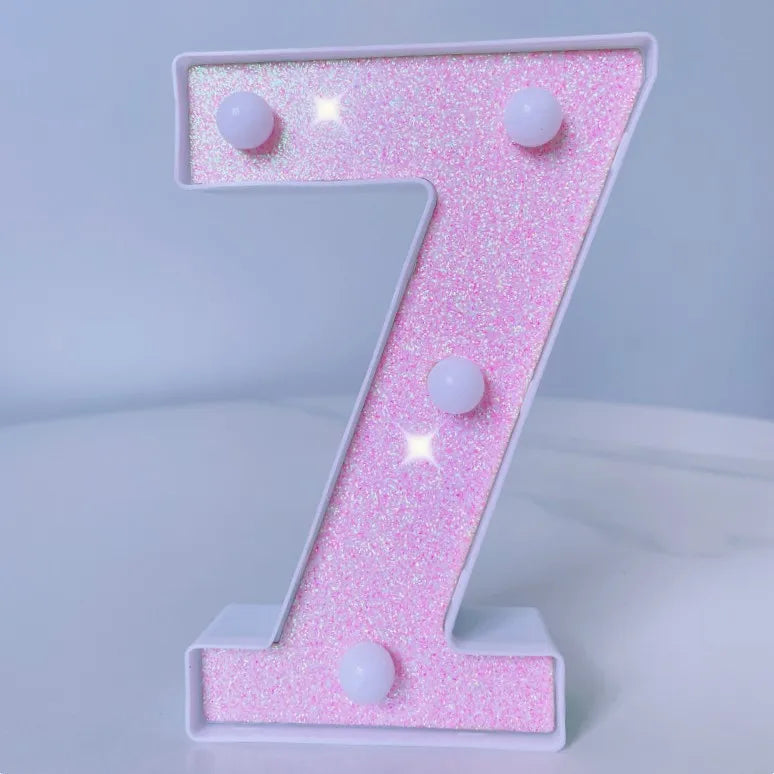 Pink Romantic Luxury LED Light 6.3-inch Pink Decorative Alphabet Number Light Battery Powered Christmas Decorative Light Wedding