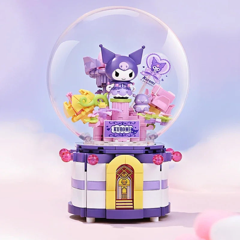 Keeppley Building Blocks Sanrio Music Box Kuromi My Melody Educational Splicing Toy Model Desktop Ornament Collection Gift