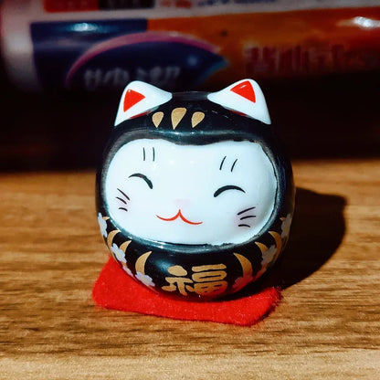 Japanese Ceramic Daruma Crafts Cartoon Lucky Cat Fortune Ornament Landscape Home Decor Accessories Gifts Living Room Decoration