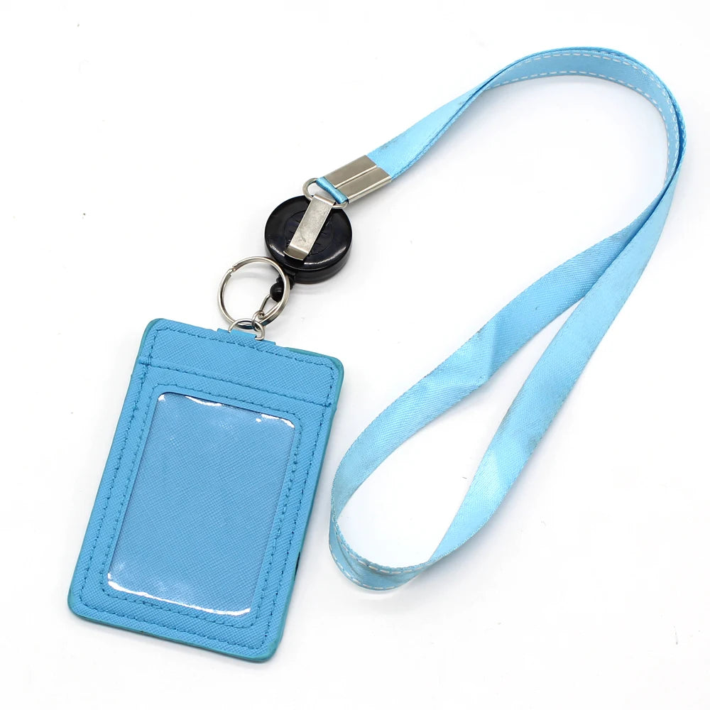 Cartoon Lanyard Badge Reel Work Name Card Holder Three Cards Pockets Business Work ID Badge Card Cover Children's Bus Card Bag