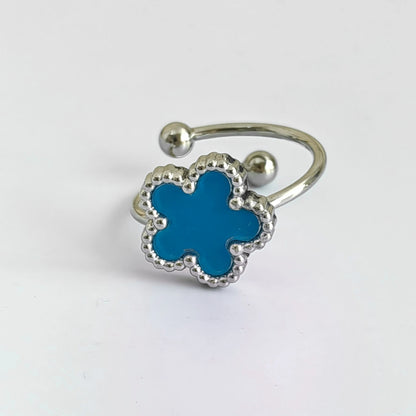 Stainless Steel 316L Flower Ring Adjustable Clover Aesthetic Rings Woman Women's Fashion Jewelry Accessories Christmas Gifts